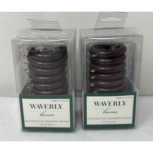 Lot of 2 Waverly Home‎ Small Decorative Drapery Curtain Ring Set of 14 Brown
